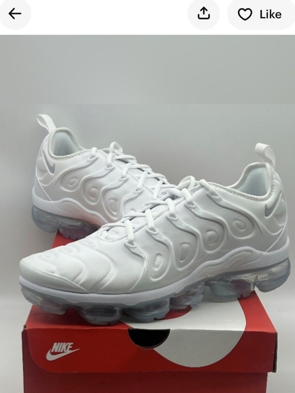 Nike White VaporMax Plus Knit Sneakers